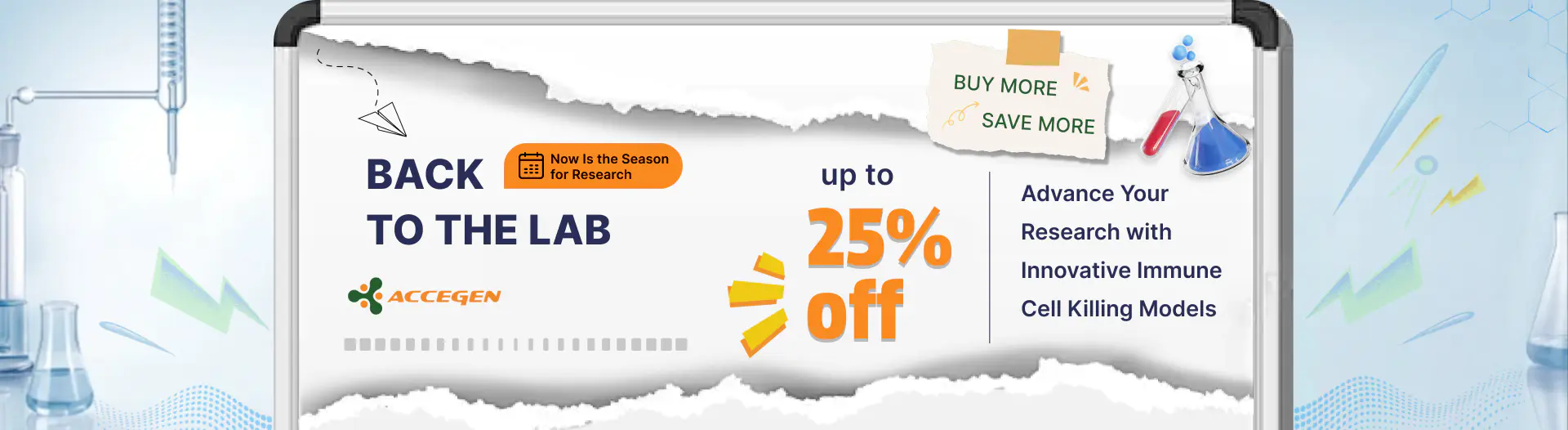 Back to the lab promotion banner for immune cell killing models discount campaign