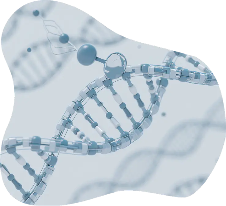 3D illustration of the DNA double helix structure, related to gene regulation and miRNA research.