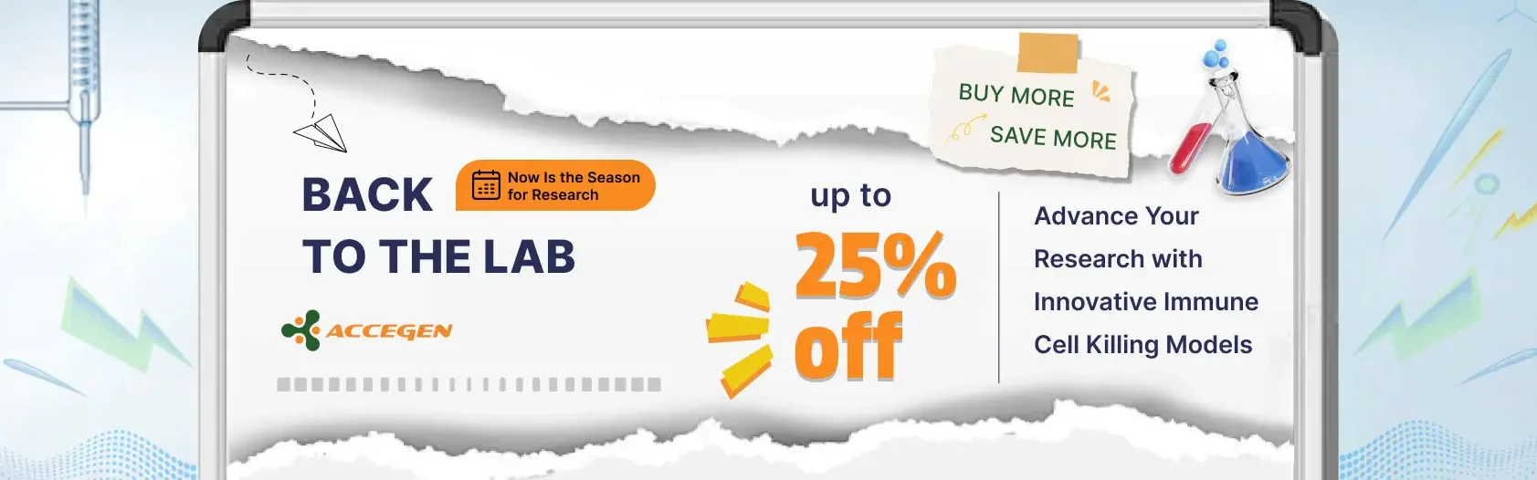Back to the lab promotion banner for immune cell killing models discount campaign